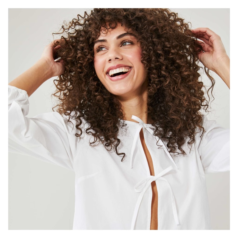 White Tie-Front Blouse